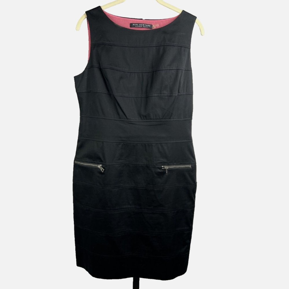 Andrew Marc Black Bodycon Banded Sheath Dress - Size 6